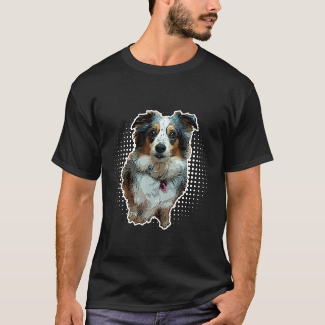 T-shirt Chien mignon de berger australien Mini Aussie (Devant)