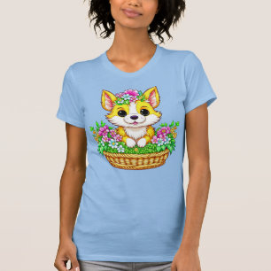 T-shirt Chien mignon de Pâques de printemps en fleurs