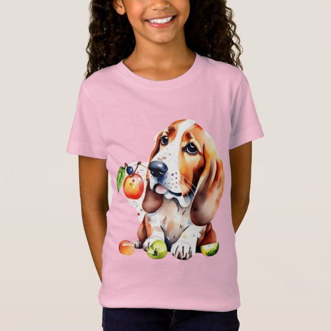 T-Shirt Chien mignon et fruits (Devant)