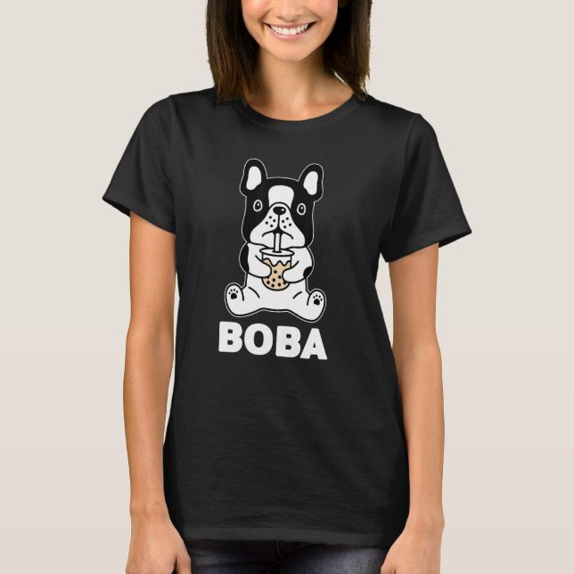 T-shirt Chien mignon Français Bulldog Bubble Milk Tea B (Devant)