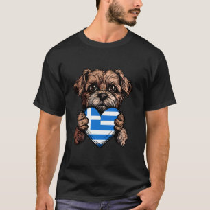 T-shirt Chien Mignon Grèce Cœur Fierté Grecque Hellènes Ra