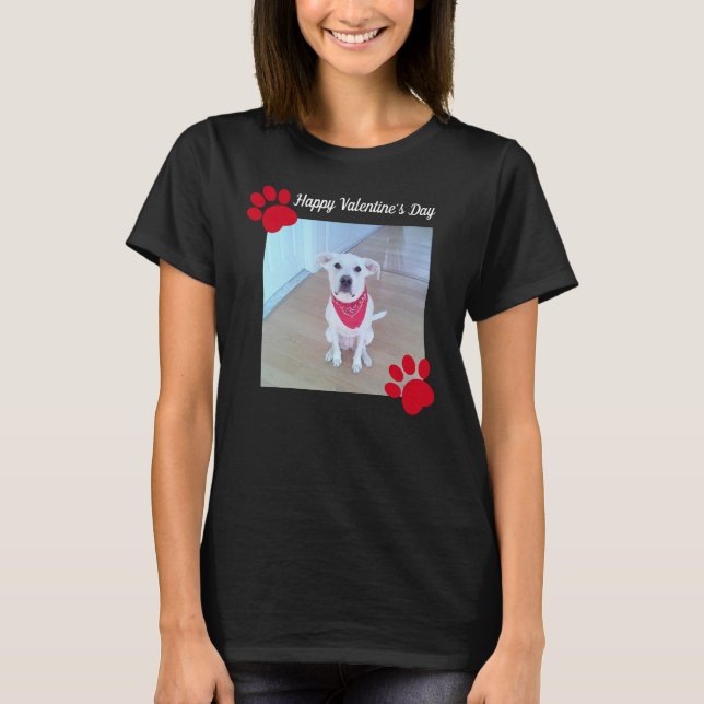 T-shirt Chien mignon Joyeux Valentines Jour Pâtes rouges 1 (Devant)