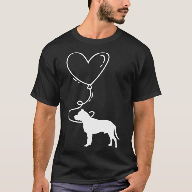 T-shirt Chien Mignon Pitbull Coeur (Devant)