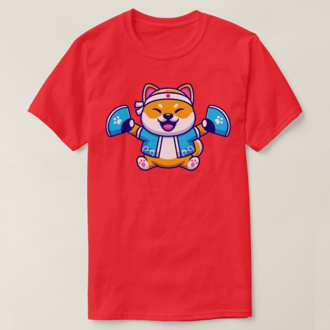 T-shirt Chien Mignonne Shiba Inu Portant Un Costume Japona (Design devant)