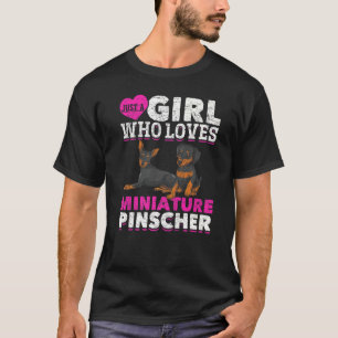 T-shirt Chien Min Pin Juste Une Fille Qui Aime Miniature P