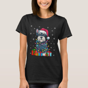 T-shirt Chien Moche Noël Éclairage Santa Hat Schnauzer Chi