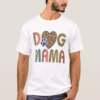 T-shirt Chien Motif léopard'empreinte Chien Mama Femme Chi