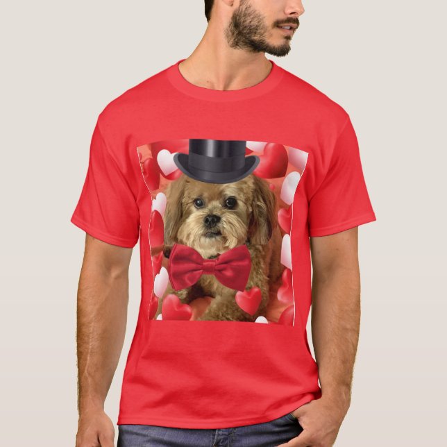T-shirt Chien mou aux coeurs (Devant)