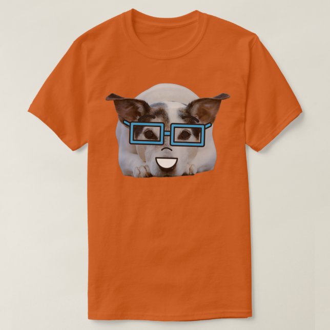 T-shirt chien nerd mignon avec lunettes (Design devant)