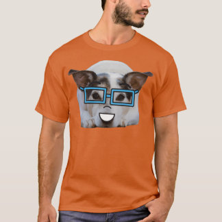 T-shirt chien nerd mignon avec lunettes