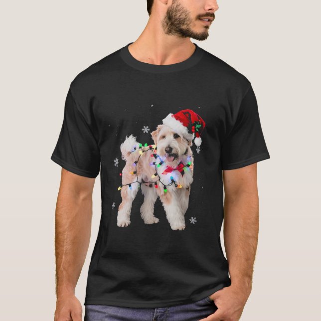 T-shirt Chien Noël Lumière Noël Aussiedoodle (Devant)
