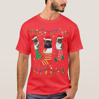 T-shirt Chien Noël Lumière Trois Carlins Chien Dans Noël S