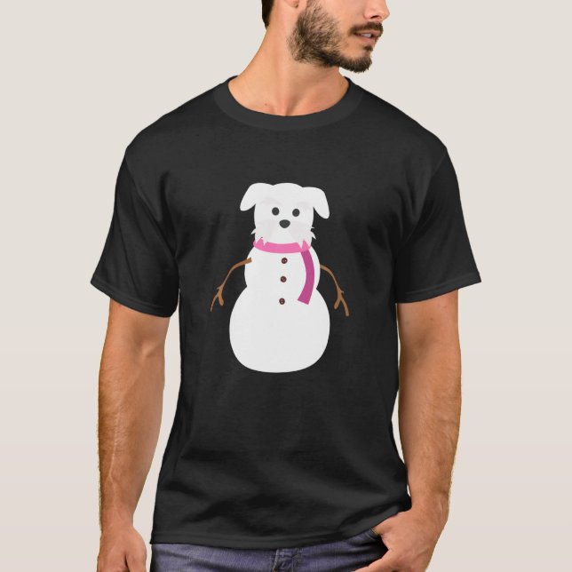 T-shirt Chien Noël 'miniature Schnauzer Snowman' Chris (Devant)