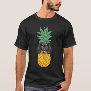 T-shirt Chien noir ananas Dachshund