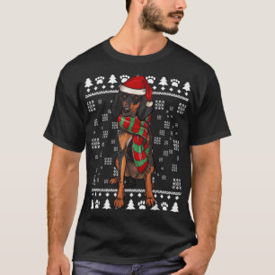 T-shirt Chien noir et Tan Coonhre Santa Hat Noël Ugly Ch