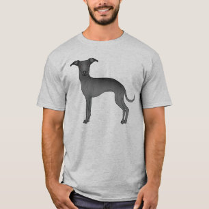 T-shirt Chien noir italien Greyhound mignon caricaturé