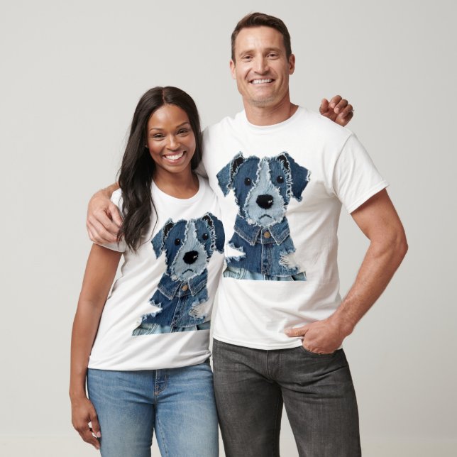 T-shirt Chien Patchwork en Denim (Unisexe)