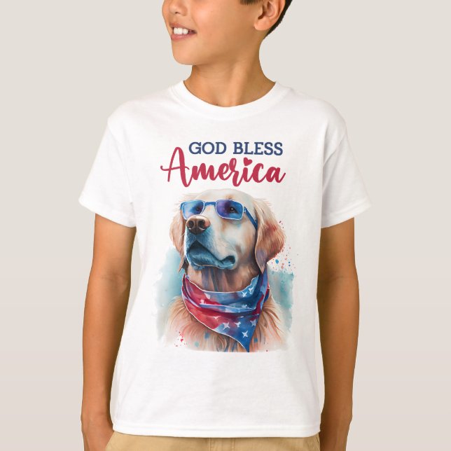 T-shirt Chien patriote - Retriever doré (Devant)