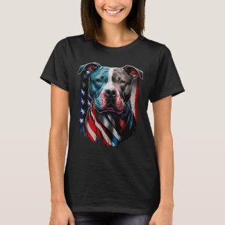 T-shirt Chien patriotique américain Pitbull Terrier USA