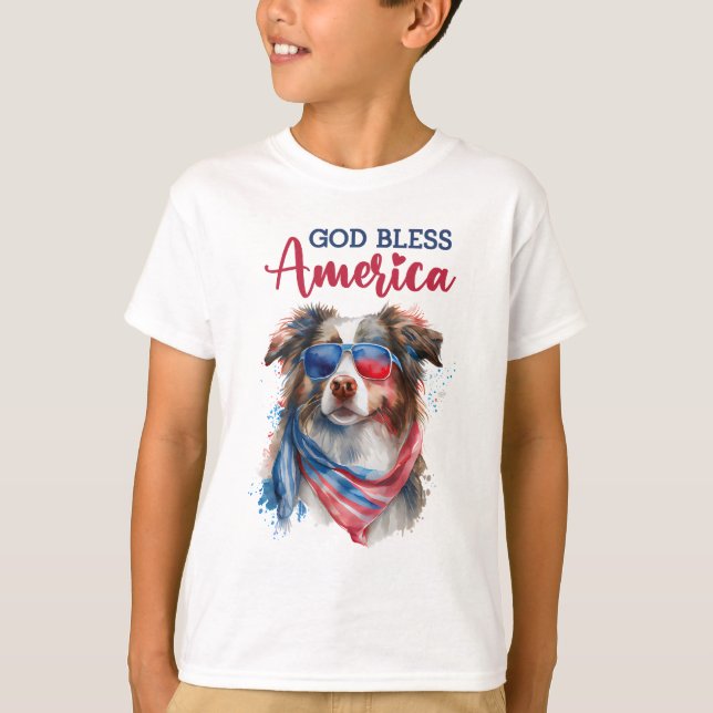 T-shirt Chien patriotique berger australien (Devant)