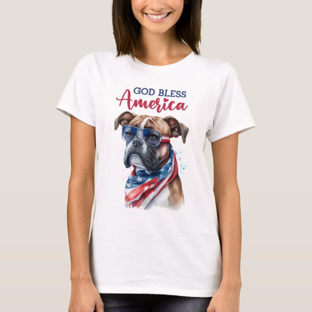 T-shirt Chien Patriotique - Boxer (Devant)