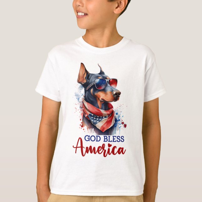 T-shirt Chien Patriotique - Doberman (Devant)