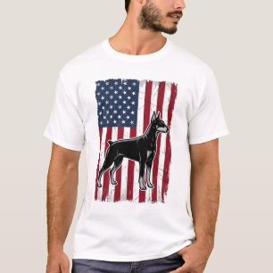 T-shirt Chien Patriotique Drapeau Vintage Vecteur Concepti