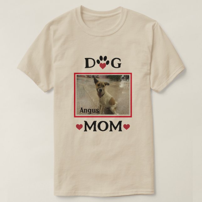 T-shirt Chien Paw Avec Coeur Rouge Photo Personnalisée Chi (Design devant)