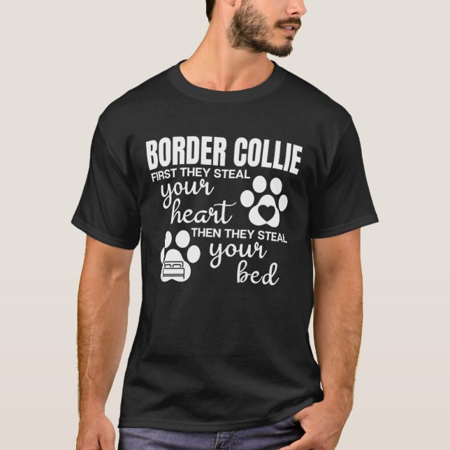 T-shirt Chien Paw avec dire frontière Collie (Devant)