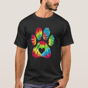 T-shirt Chien Paw Coeur Tie Dye Valentines Colorful Pet Ma