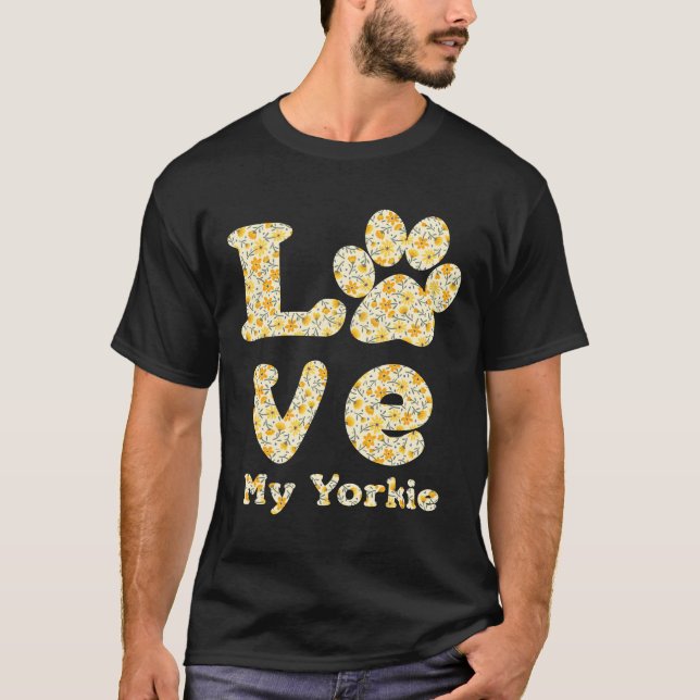 T-shirt Chien Paw Love My Yorkshire Yorkshire Terrier Chie (Devant)