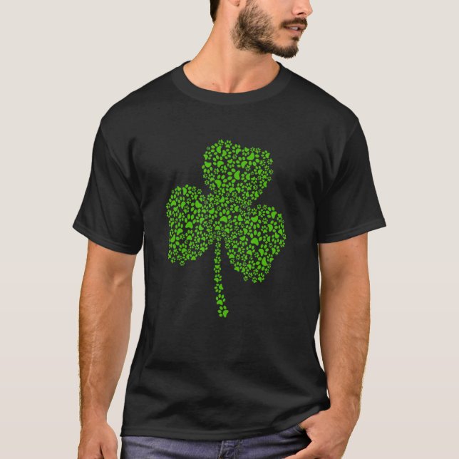 T-shirt Chien Paw Shamrock Jour de la Saint Patrick Chat S (Devant)