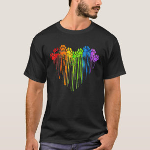 T-shirt Chien Paws Rainbow Heart Amoureux des chiens Gay p