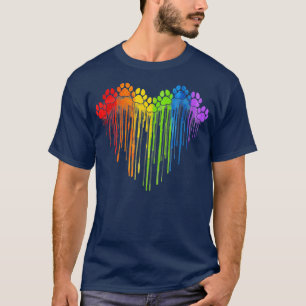 T-shirt Chien Paws Rainbow Heart Amoureux des chiens Gay p