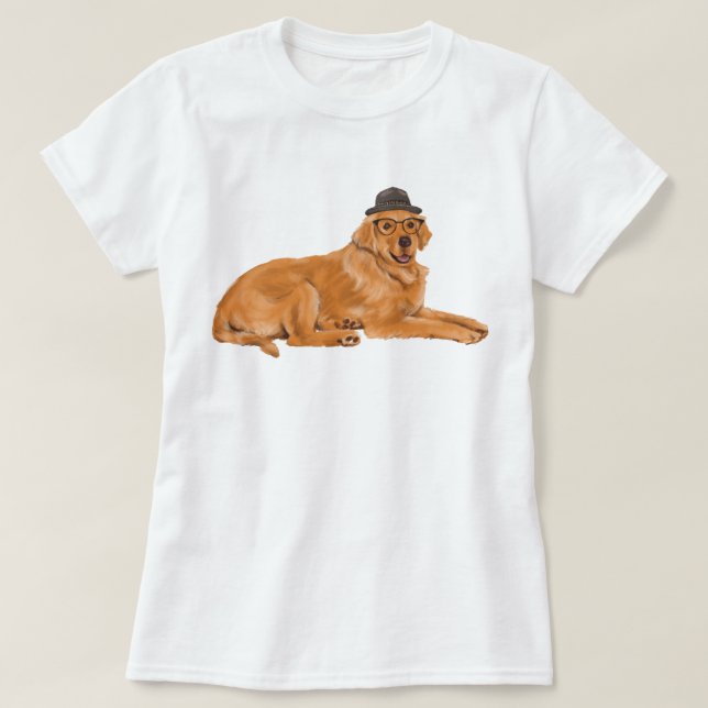 T-shirt Chien peint à la main de golden retriever (Design devant)