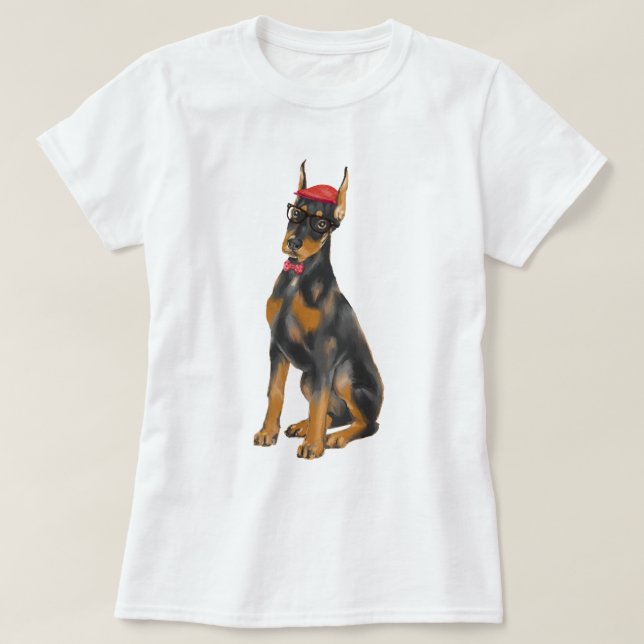 T-shirt Chien peint à la main de Pinscher de dobermann de (Design devant)
