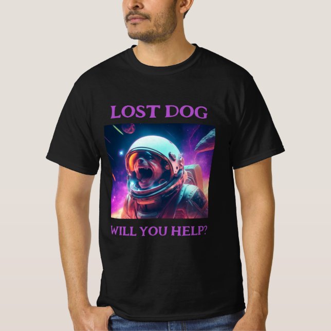 T-shirt Chien perdu personnalisable Noir (Devant)