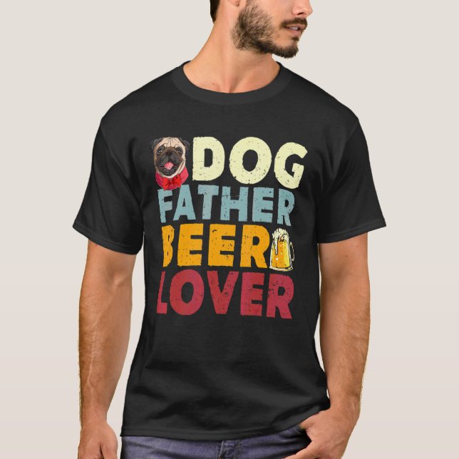 T-shirt Chien Père Beer Drôle Boire Joyeux Père Fête S (Devant)