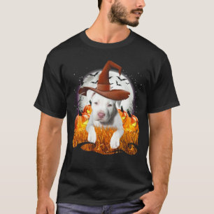 T-shirt Chien Pit Bull blanc mignon drôle sorcière pour Ha