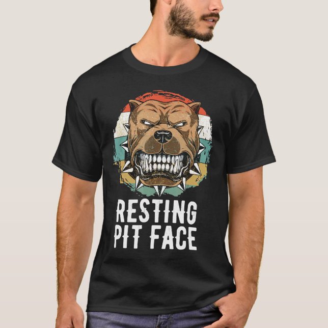T-shirt Chien Pitbull au repos visage de pit (Devant)