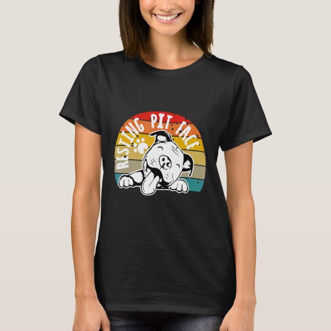 T-shirt Chien Pitbull au repos Visage de Pit Cadeau Superb (Devant)