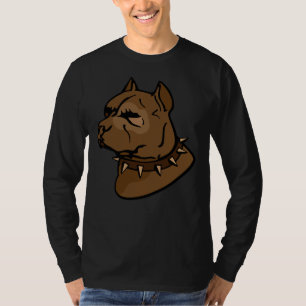 T-shirt Chien Pitbull Brown avec collier