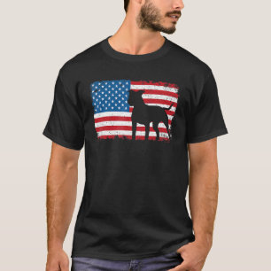 T-shirt Chien Pitbull Drapeau Américain 4 Juillet Usa Patr