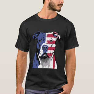 T-shirt Chien Pitbull Drapeau Américain Tendance Patriotiq