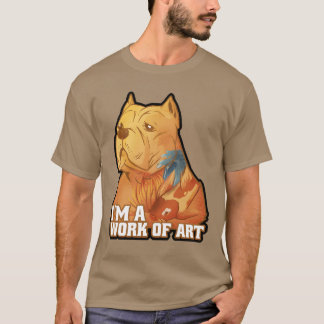T-shirt Chien Pitbull Mignon Animal Travail D'Art Grand An