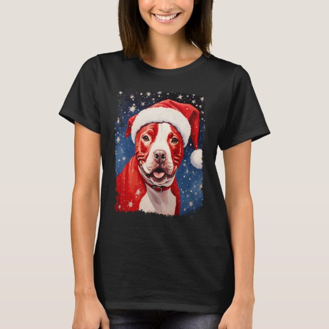 T-shirt Chien Pitbull Noël (Devant)
