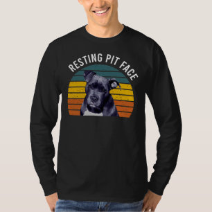 T-shirt Chien Pitbull Pot de repos Face Grand Vintage