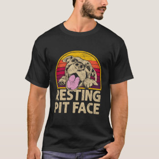 T-shirt Chien Pitbull Repose Pit Face Drôle Cadeau Pour Pi
