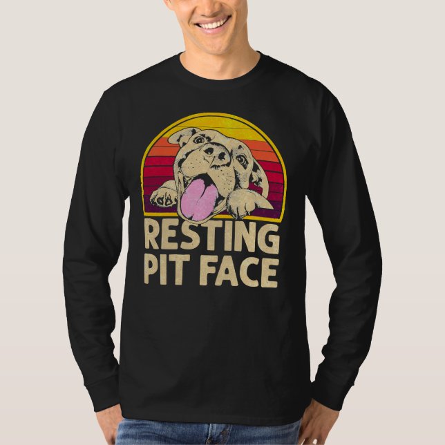 T-shirt Chien Pitbull Repose Pit Face Drôle Pour Pitbull L (Devant)