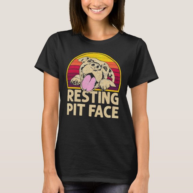 T-shirt Chien Pitbull Repose Pit Face Drôle Pour Pitbull L (Devant)